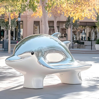 Sièges d'extérieur personnalisés Sièges de jardin d'extérieur Ensembles de sièges d'extérieur Sculptures de sièges de dauphin en résine de fibre de verre