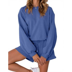 Ensembles de pyjama pour femmes tenues deux pièces sweats à manches longues ensembles de salon hauts et shorts décontractés tenues d'automne - Product Image 4