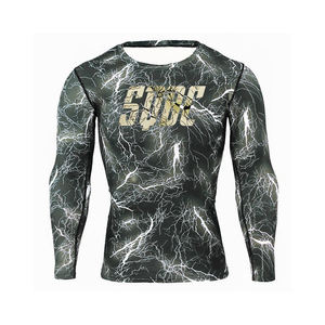 เสื้อแรชการ์ดแขนสั้นผู้ชายสีเขียวลายพรางระบาย BJJ MMA ชุดป้องกันผื่นสำหรับฟิตเนส - Product Image 3