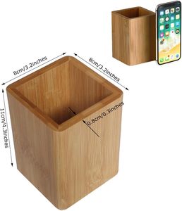 Mangowood Wooden <b>Pen</b> Holder Cup and Desk Business Card Holder Stand for Office Home School 2 Packs Stand <b>Multi</b> Purpose Use - Product Image 2