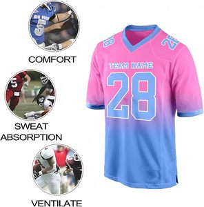 Maillots de football américain entièrement personnalisables pour jeunes et adultes Logo de l'équipe à manches courtes Couleurs Numéros de joueur pour tous les joueurs - Product Image 3