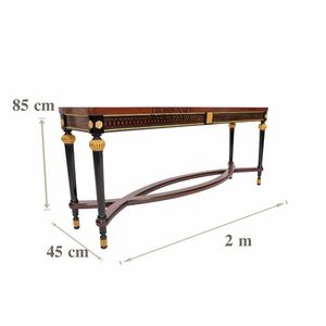 Mesa Consola Clásica de Lujo, Rectangular Larga, Madera Artesanal con Detalles Dorados, Diseño Elegante de Estilo Francés - Product Image 3
