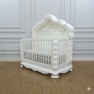 CANOPY BED COT CARVED MAHOGANY WOOD <b>FOR</b> UK <b>NURSERY</b> FURNITURE HANDMADE FROM INDONESIA - Product Image 1