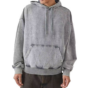 Haute qualité 100% coton lavé à l'acide à capuche OEM surdimensionné sweat respirant avec chaîne lavage à l'acide Vintage à capuche 2026 - Product Image 1