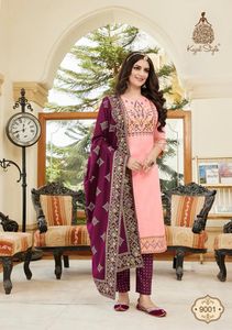 Nouveau costume salwar de créateur indien pakistanais Heavy Jam Silk pour femme collection exclusive - Product Image 5