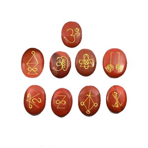 Karuna de alta calidad con forma de jaspe rojo, piedra ovalada, juego de Karuna de 9 piezas, piedras preciosas de cristal curativo natural, juego de Karuna al por mayor - Product Image 3