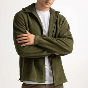 Sweat à capuche en polaire de coton pour hommes hiver lourd 100% coton polaire solide conception doublure Streetwear zip-up - Product Image 6