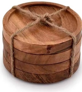 Handmade Classic Acacia Wood Coasters Natural Wooden Drink Walnut Coasters for Home & Office Decor for Gifts - Product Image 5