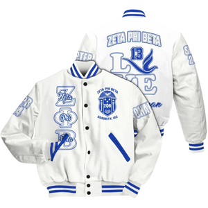 Zeta Phi Beta 1920 fondateurs grecs bleu blanc Varsity Letterman veste sororité ZPB Chenille Patch Style vêtements - Product Image 3