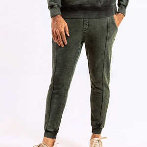Pantalon de survêtement pour hommes en éponge délavée avec logo personnalisé Pantalon délavé à l'acide - Product Image 2