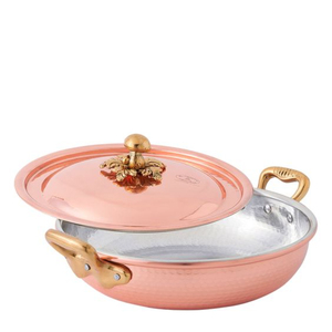 Ollas de Metal de Lujo con Asa para Servir Alimentos, Forma Ovalada, Interior Plateado Brillante Pulido y Exterior con Acabado Antiguo de Cobre - Product Image 4
