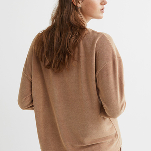 Sudaderas Casuales de Cuello Redondo para Mujer con Logotipo Personalizado OEM, Blusas Tipo Túnica Lindas de Manga Larga, Suéteres Holgados Color Morado - Product Image 4
