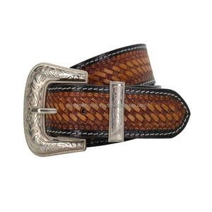 Cinturón de herramientas occidental de cuero tallado a mano, personalizado, 38mm, diseño de lujo - Product Image 4