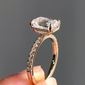 Trending 1.55 Carat Lab-Grown Emerald Cut <b>Diamond</b> <b>Ring</b> with Band Engagement Wedding <b>Ring</b> Jewelry 14k Yellow Gold <b>Ring</b> - Product Image 6