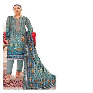 Trajes de 3 piezas de viscosa de menos de 10 dólares con bordado para mujer de AF Fashion Volume TEHZEEB de Pakistan Designers - Product Image 1