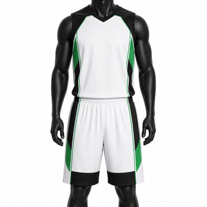 Uniforme de Baloncesto Personalizado para Hombre, Blanco y Verde, Transpirable, de Malla, Sublimado, Pantalones Cortos Deportivos para Equipo, Venta al Por Mayor OEM - Product Image 1