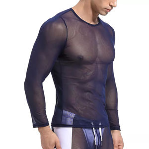 Men's Transparent Sheer Mesh Tee <b>Tops</b> Quick Dry Waterproof Sexy Breathable Solid Color T-Shirts Lightweight Summer Wear - Product Image 3