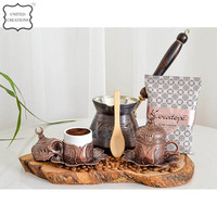Ensemble de thé couvert café turc Delight Pot martelé turc Double cafetière turque Ottoman conçu