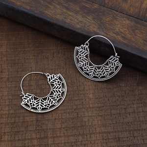 Boucles d'oreilles créoles exclusives en argent Sterling 925 pour femmes mode Fine boucles d'oreilles en argent Sterling 92.5 bijoux feuille vêtements quotidiens - Product Image 2
