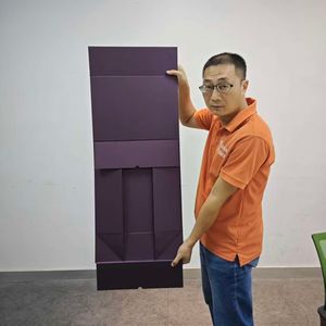 <span class=keywords><strong>Flip</strong></span> Flap Cover Natural Purple Texture Paper Luxury Feeling Boîte de fermeture magnétique réutilisable avec deux murs supplémentaires - Product Image 4