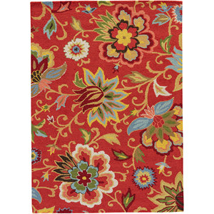 Alfombra de Lana Floral Hacienda Roja y Naranja, Hecha a Mano, para Sala de Estar y Pasillo, 10 mm de Grosor, para Adolescentes - Jaipur Rugs ZA - Product Image 1
