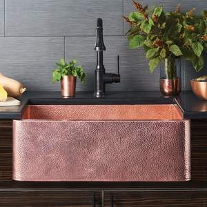 Évier de cuisine rustique de luxe en acier inoxydable, facile à nettoyer, pour la rénovation de cuisines de style ferme traditionnel, avec une belle texture martelée - Product Image 1
