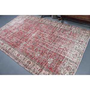 Grand tapis vintage 5,2x8,4 pieds, tapis camouflage rouge et bleu en laine - Product Image 4