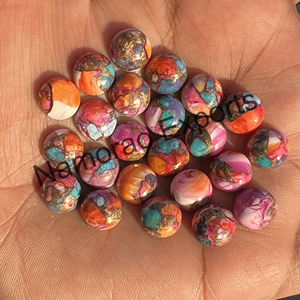 พลอยสีชมพูทองแดงหนามธรรมชาติทรงกลม11x11มม. Cabochon ทุกขนาดที่มีอยู่ด้านหลังแบนเครื่องประดับทำหินอัญมณีหลวม - Product Image 1