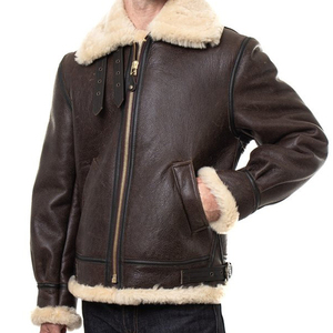 2025 Wholesale Lightweight <b>Winter</b> Genuine Sheepskin Leather Fleece <b>Thick</b> Warm Jacket Outdoor Fur Filling Leather <b>Coat</b> for Men - Product Image 2