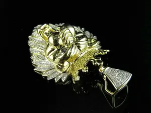 5Ct Argent 925 sur pendentif tête de lion rugissant fin avec cadeau effet 3D - Product Image 2