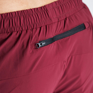 Shorts de gymnastique en maille de polyester légers et respirants pour hommes, vêtements de fitness à motif uni, avec poches zippées et décoration en dentelle - Product Image 3