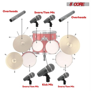 5Core Drum Mic Kit 9 Pcs Kick Bass Tom Snare Dynamic <b>Microphone</b> Instrument Mics Set - Product Image 2