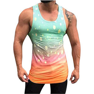 En gros Respirant Hommes Gilet Personnalisé Imprimé Faux Bleach Sublimation Tie Dye Débardeur Tout Imprimer Stringer pour Utilisation en salle de sport - Product Image 2