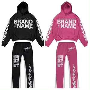 Full Zip US Puff Print Logo Flared Hoodie <b>Set</b> Mans Tracksuits Jogger Clothing Manufacturers French Terry Tracksuits - Product Image 1