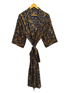 ชุดกิโมโนผ้าไหมส่าหรีลายดอกไม้แนววินเทจชุดคลุมส่าหรีชุดปาร์ตี้ชายหาดผ้านุ่มทำมือสไตล์อินเดีย - Product Image 2
