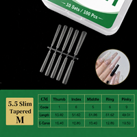 Pointes d'ongles à presser transparentes de qualité salon, couvrance totale, 300 pièces, style long, forme carrée durable, fournitures de manucure pour doigts