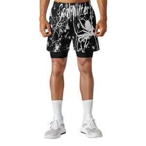 Gran oferta Oem Odm sublimado Judo No Gii Bjj Shorts hombres gimnasio Mma No Logo 2 en 1 pantalones cortos hombres Dropshipping entrenamiento playa pantalones cortos - Product Image 2