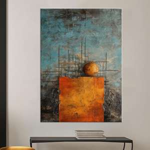 Lienzo Impreso: Esfera y Líneas Abstractas, Decoración Industrial Moderna, Lienzo Enrollado - Product Image 1