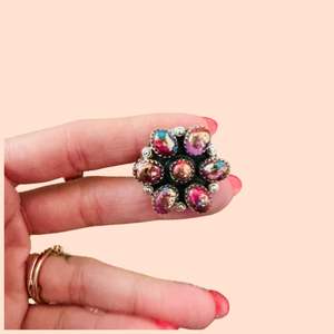 Flor diseño gota forma Mohave turquesa anillo al por mayor joyería de plata India Venta caliente anillo de plata - Product Image 2