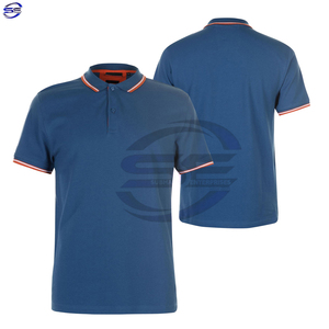 Polo de hombre 100% algodón al por mayor Jersey de manga corta con rayas contrastantes de alta calidad patrón sólido antiarrugas - Product Image 1