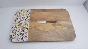 Nuevo diseño de alta calidad, resina y mármol, forma Rectangular, tabla de cortar de Color azul y blanco, vajilla, plato de queso decorativo - Product Image 3