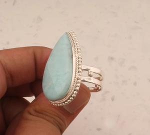 แหวนพลอยลาริมาร์ตัดรูปลูกแพร์คลาสสิกแบบ925เงินสเตอร์ลิงทำด้วยมือตั้งได้อเนกประสงค์สำหรับงานแต่งงานของขวัญวันเกิด - Product Image 4