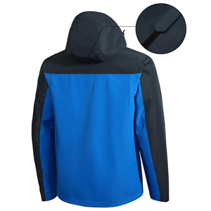 Veste d'extérieur coupe-vent longue pour hommes imperméable respirant matériau tricoté à trois épreuves fermeture éclair solide veste de randonnée chaude imperméable - Product Image 3