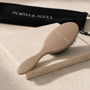 Oval Boar Bristle Hair <b>Brush</b>-<b>Detangling</b> Styling <b>Brush</b> for Massage Compact Foldable Travel Hairbrush Set - Product Image 2