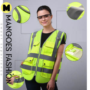 Haute visibilité travailleur de la Construction gilet de sécurité Logo personnalisable en gros poche gilet de sécurité coloré réfléchissant haute visibilité - Product Image 5