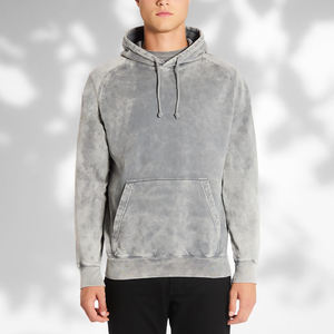 เสื้อฮู้ดวินเทจสีเทาคลาวด์ฟอกสีแบบแอซิดวอช แขนแร็กแลน ลวดลายมิเนอรัลวอช  แบบผูกย้อม  สำหรับผู้ชายและผู้หญิง  เสื้อฮู้ดฟอกสี  สำหรับฤดูหนาว - Product Image 5