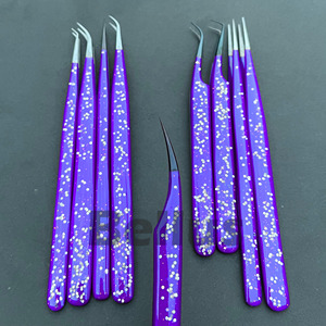 Pince à épiler enduite de poudre d'acier japonais de qualité supérieure outils à pointe pointue pour les ventilateurs de cils de volume et le placement individuel des cils - Product Image 3