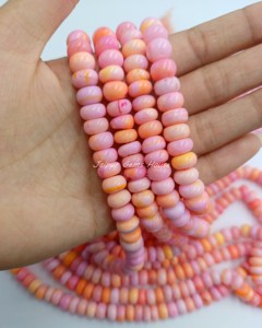 Perles de pierres précieuses de haute qualité à la mode belle opale orange rose en forme de rondelle lisse 8mm-10mm pour la fabrication de bijoux en gros - Product Image 3