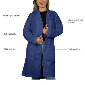 FULL LENGTH <b>LAB</b> COAT UNISEX PROFESSIONAL HOSPITAL RESEARCH <b>SCIENCE</b> WEAR CUSTOM COLOR LOGO OEM ODM - Product Image 5