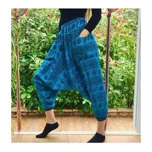 Indian Design Ohm Print Boho Harem Gypsy Hippie Ali Baba Baggy Pants Women Trousers GC-AP-124